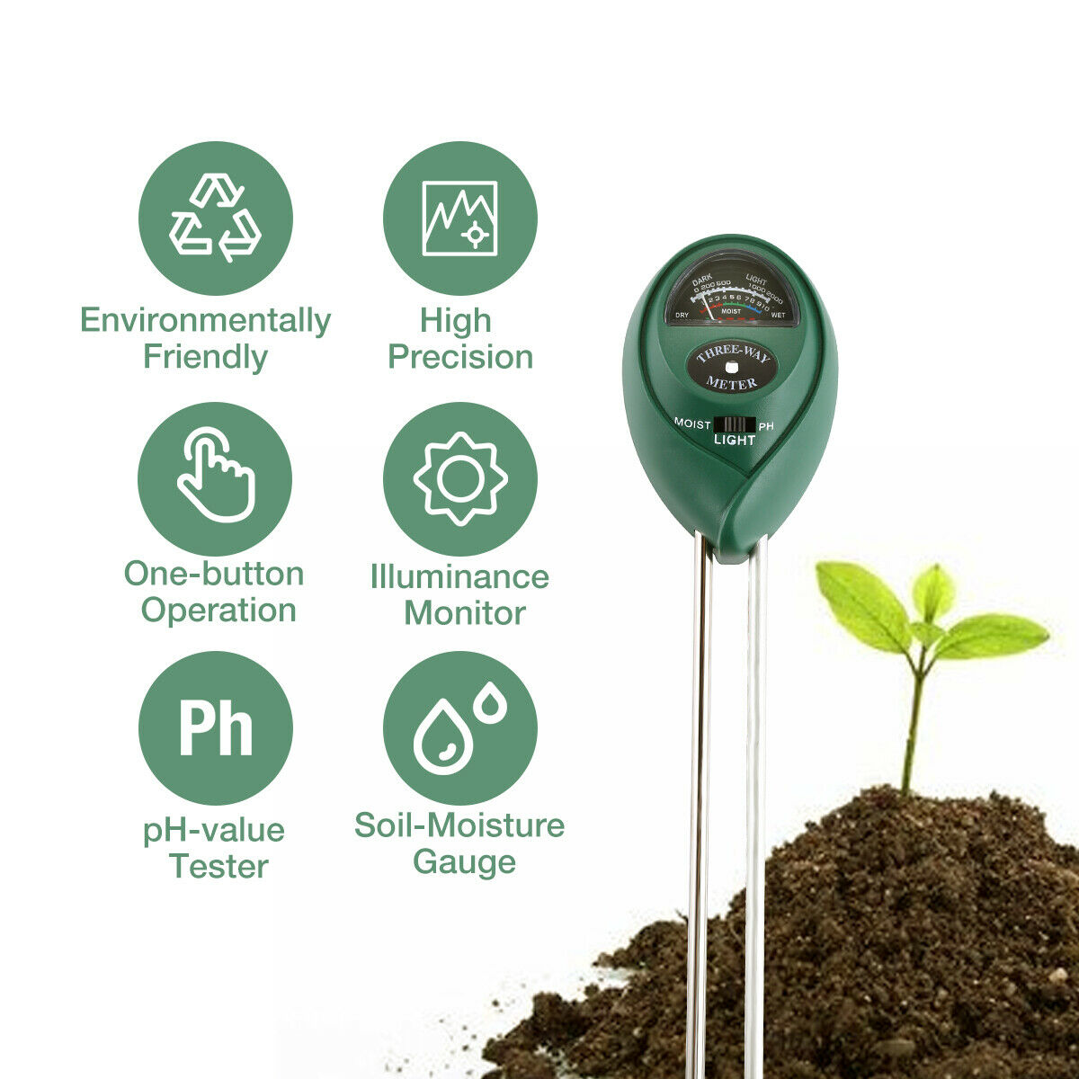 3 In1 PH Moisture Light Meter