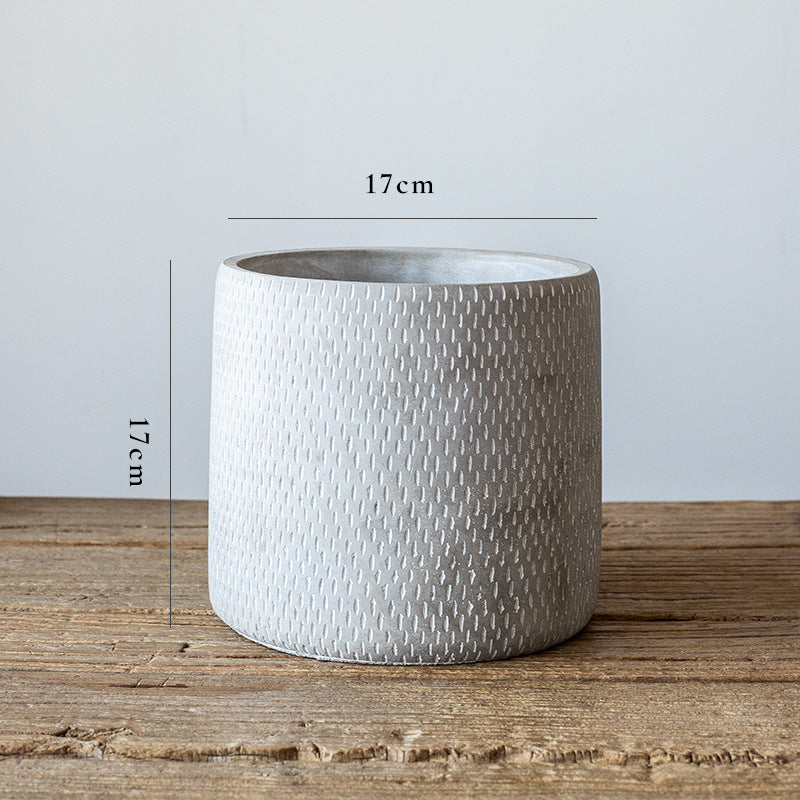 Cylindrical cement flower pot
